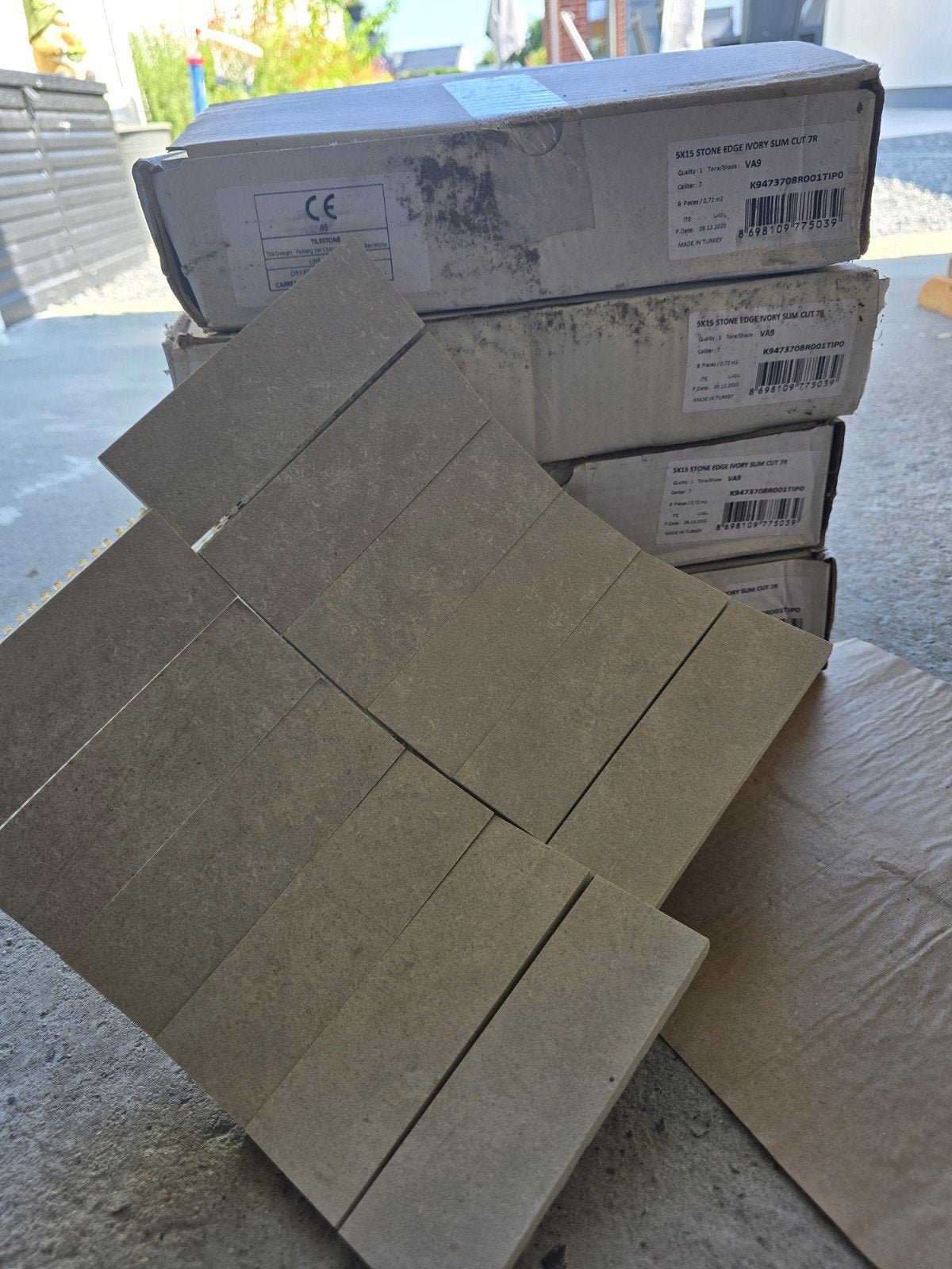 Nieuwe tegels 5X15 Stone Edge Ivory Slim Cut - 4 dozen, Céramique, Enlèvement, Moins de 5 m², Neuf