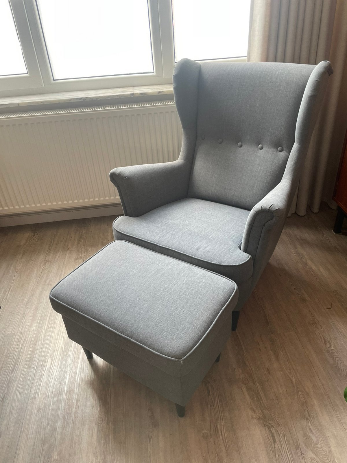 Strandmon fauteuil donkergrijs, Huis en Inrichting, Fauteuils, Ophalen, Gebruikt, Klassiek, 75 tot 100 cm