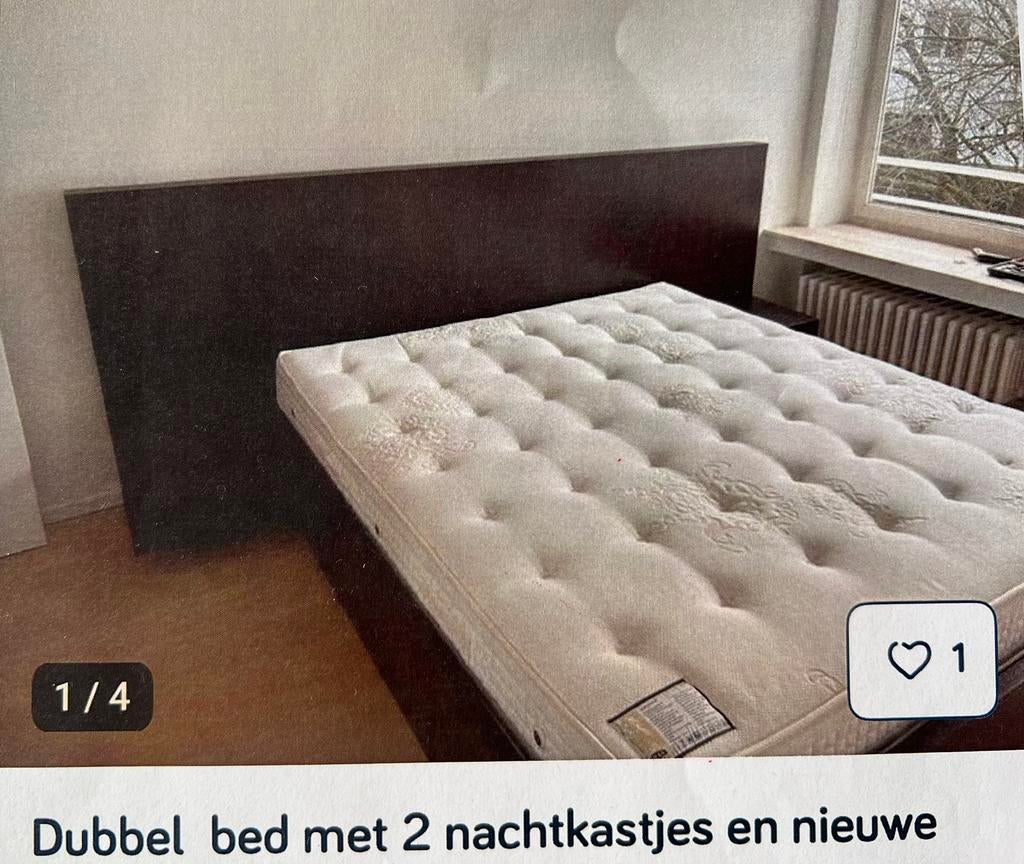 Design Auping bed met 2 nachtkastjes, Ophalen, Bruin, Design minimalistisch, Tweepersoons