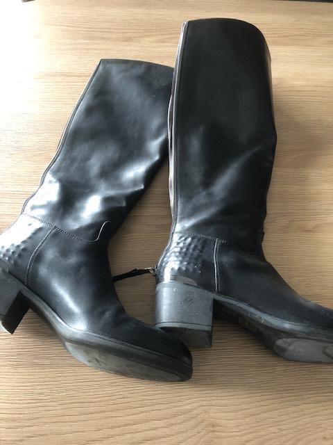 Botte en cuir noir, Triver Flight, Enlèvement, Porté, Bottes hautes