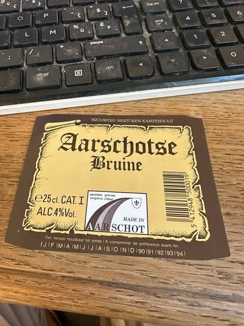 Aartschotse Bruine etiket label, Ophalen of Verzenden, Nieuw, Overige typen, Overige merken