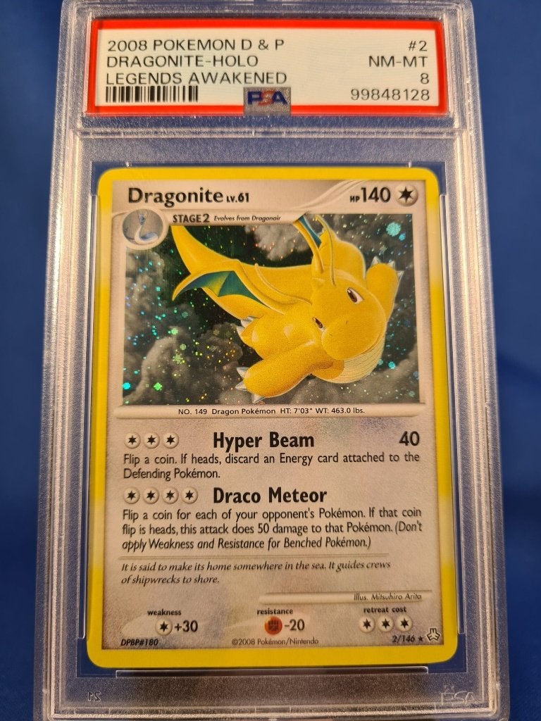 Dragonite 2/146 - Legends Awakened (PSA 8), Hobby en Vrije tijd, Verzenden, Gebruikt
