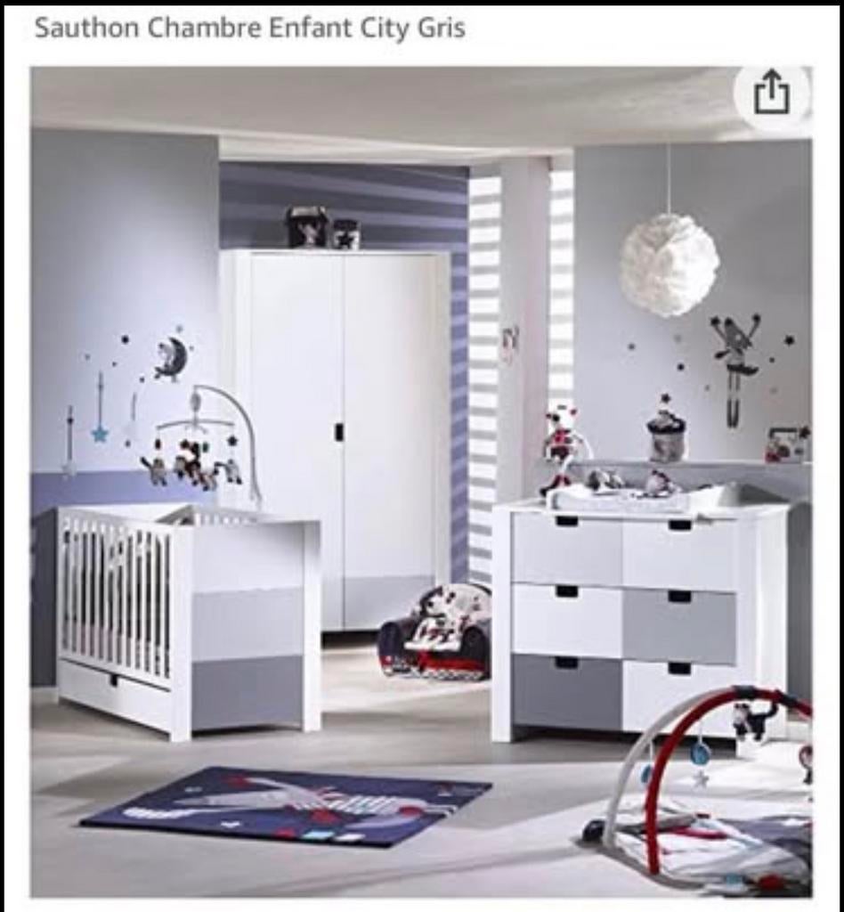 Lit et commode enfant Sauthon easy model city, Enlèvement, Comme neuf, Fille
