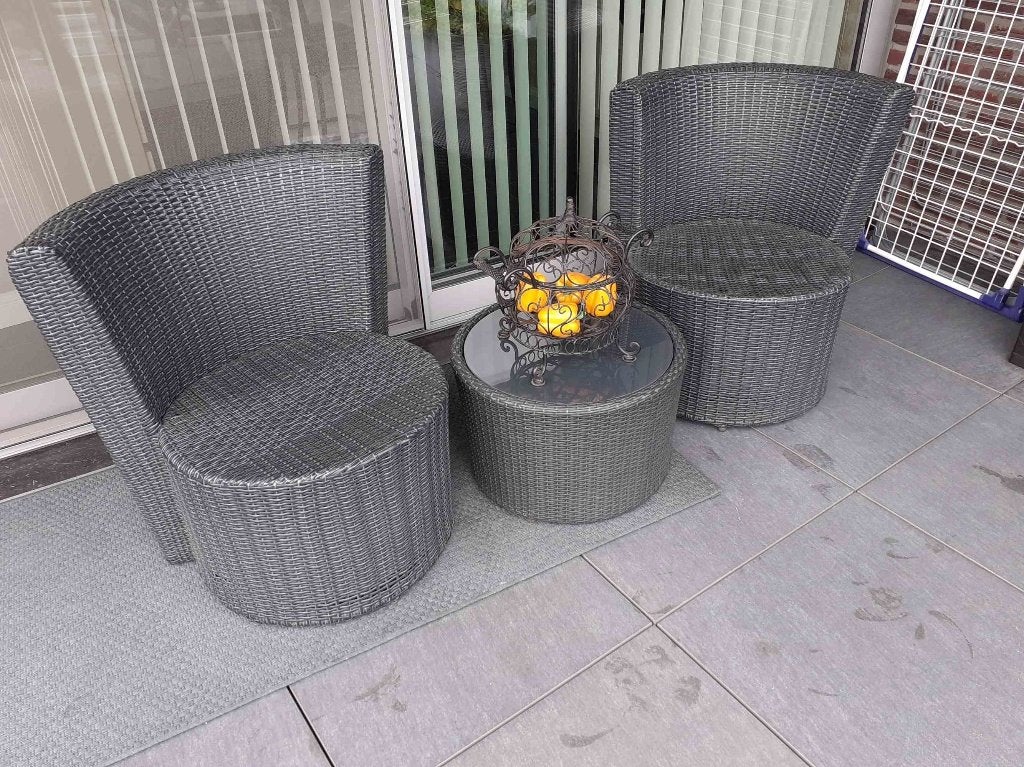 tuinstel, Ophalen, Gebruikt, Wicker, Bijzettafel