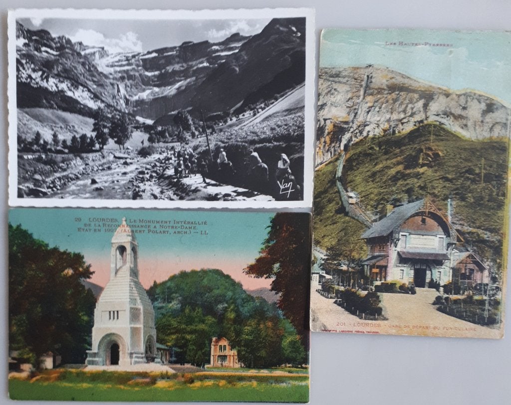 3 Oude PCs LOURDES 1918/28/53 Gare/Gavarnie etc Ref.E147, Verzamelen, Postkaarten | Buitenland, Ophalen of Verzenden, Voor 1920