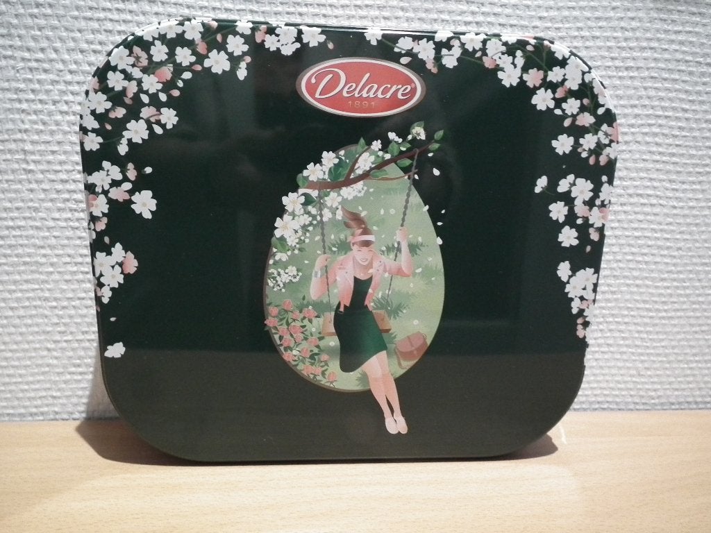 Boîte en métal (Delacre) 24 x 21 x 5 cm (état impeccable), Collections, Envoi, Comme neuf, Biscuits, Autres marques