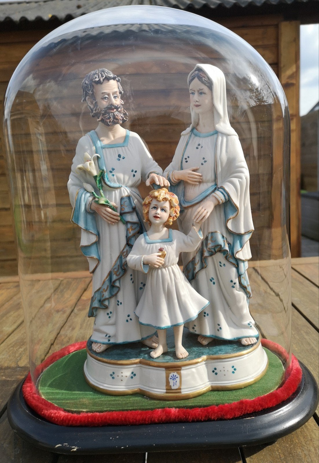 Heilige Familie onder stolp capodimonte porselein, Antiek en Kunst, Antiek | Religieuze voorwerpen, Ophalen