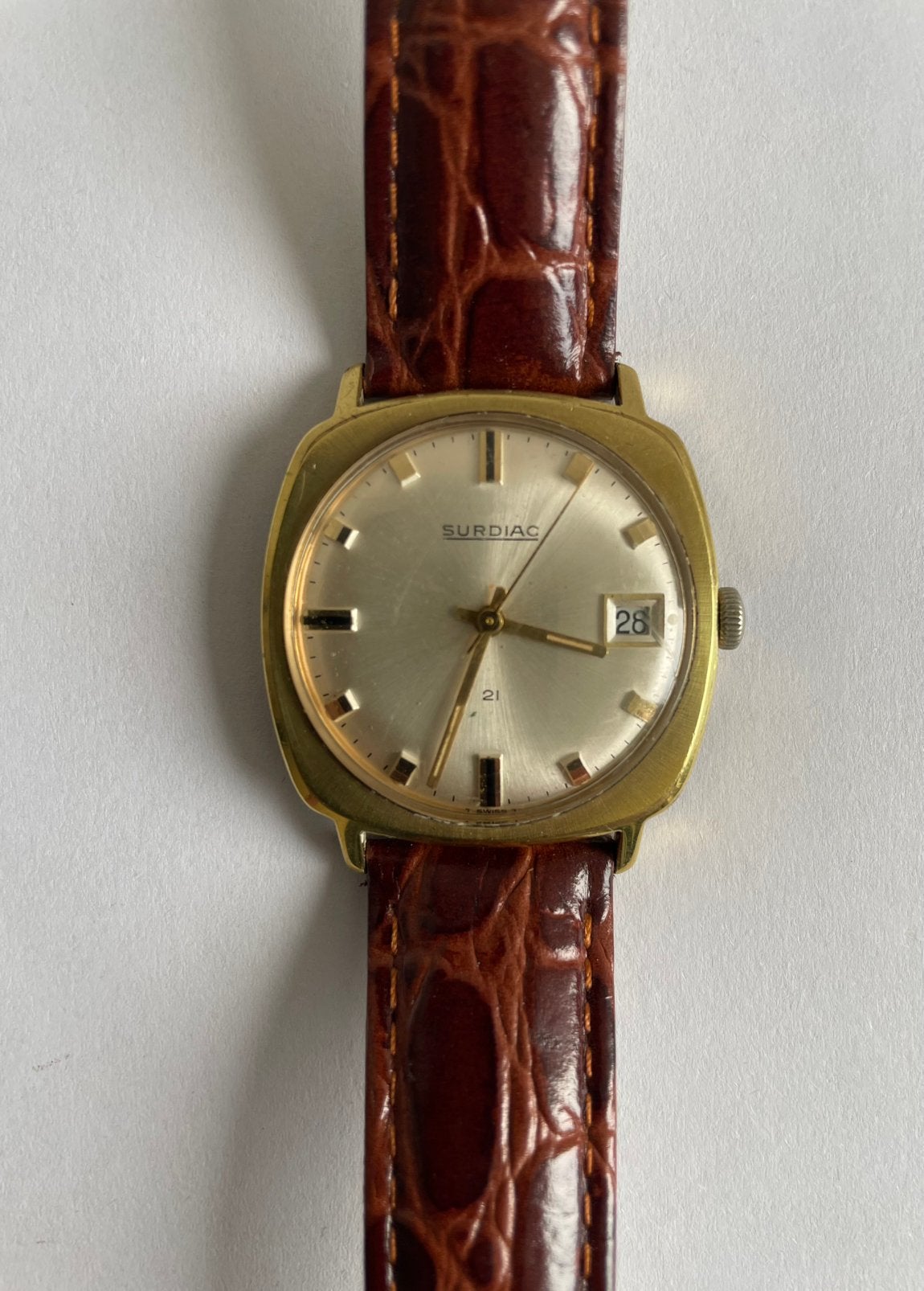 Ancienne montre Suisse plaquée or., Bijoux, Sacs & Beauté, Enlèvement ou Envoi, Or