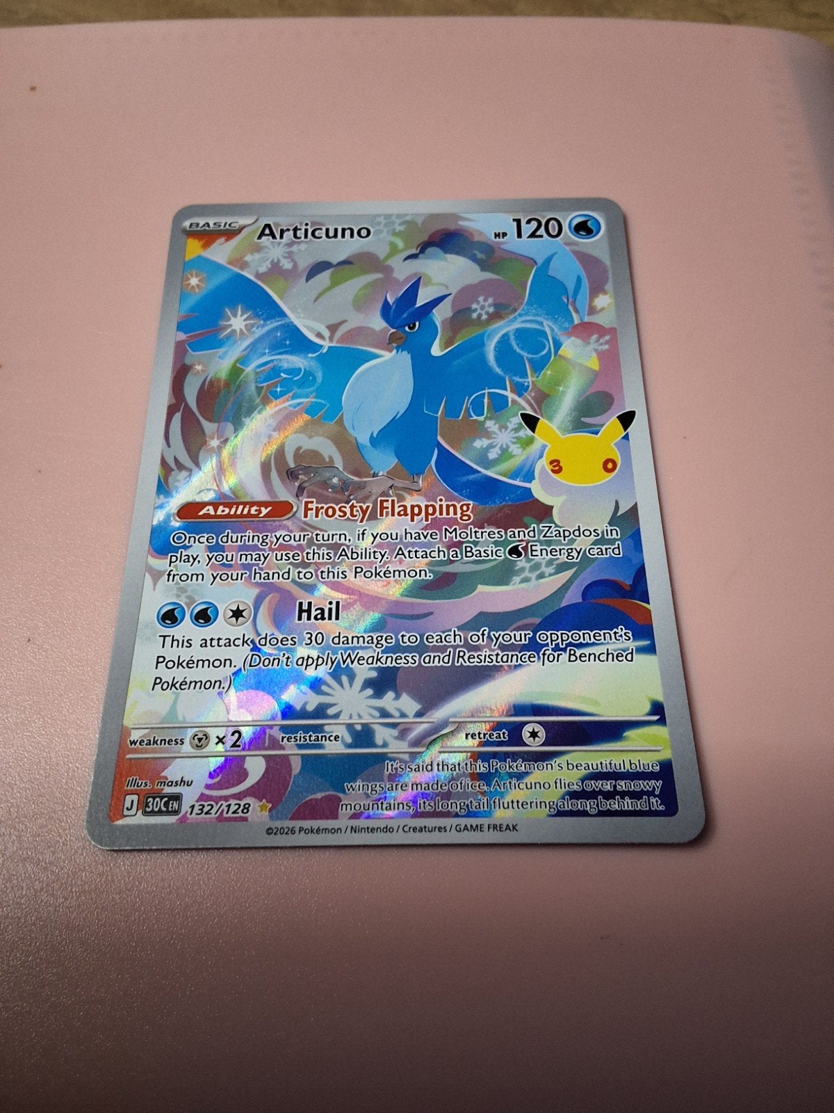 Articuno 132/128 - Illustration rare - 30e célébration, Hobby & Loisirs créatifs, Enlèvement