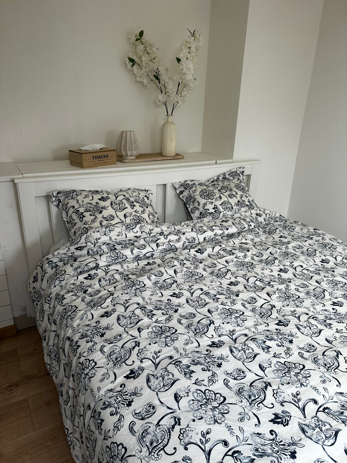 Lit bois blanc 160cm + tiroirs rangement, Maison & Meubles, Enlèvement, Comme neuf, Blanc, Bois