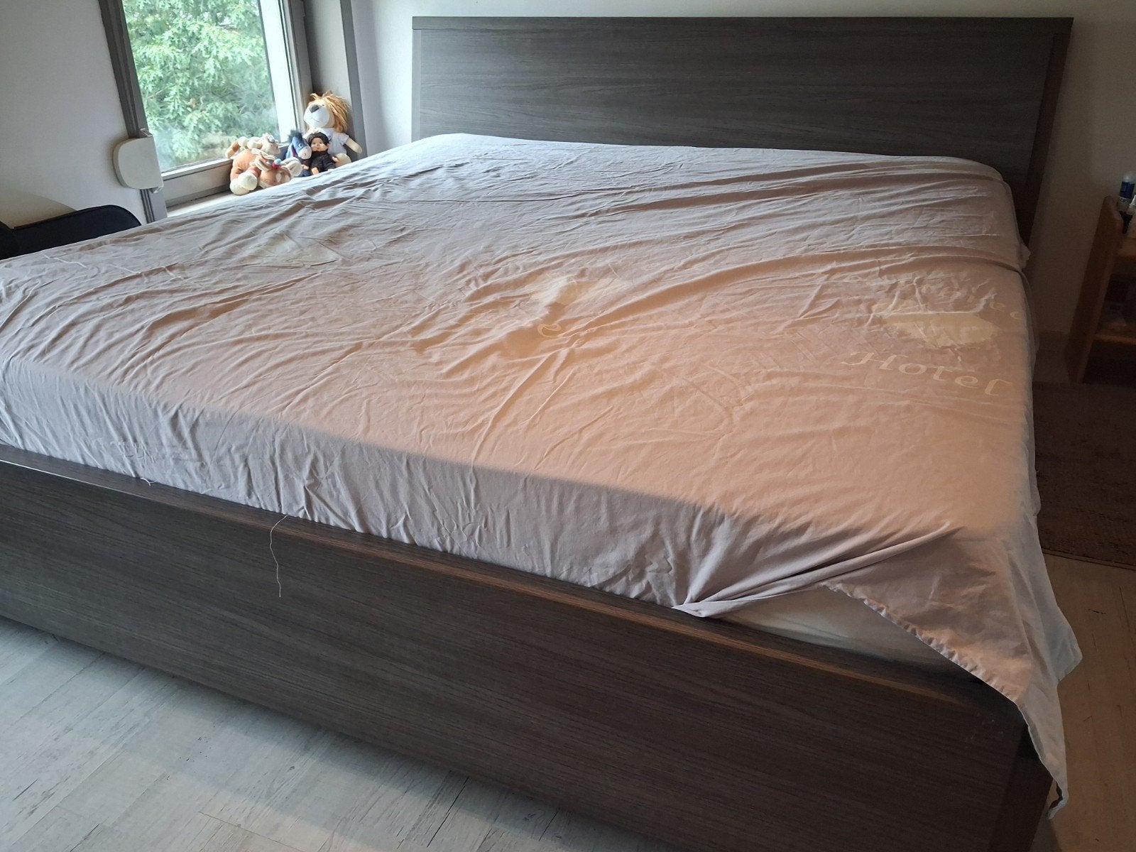 dubbel bed King size, Ophalen, Gebruikt, Bruin, 210 cm