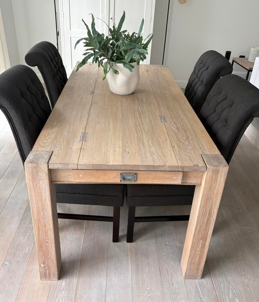 Eiken tafel met 6 stoelen, Ophalen, Zo goed als nieuw