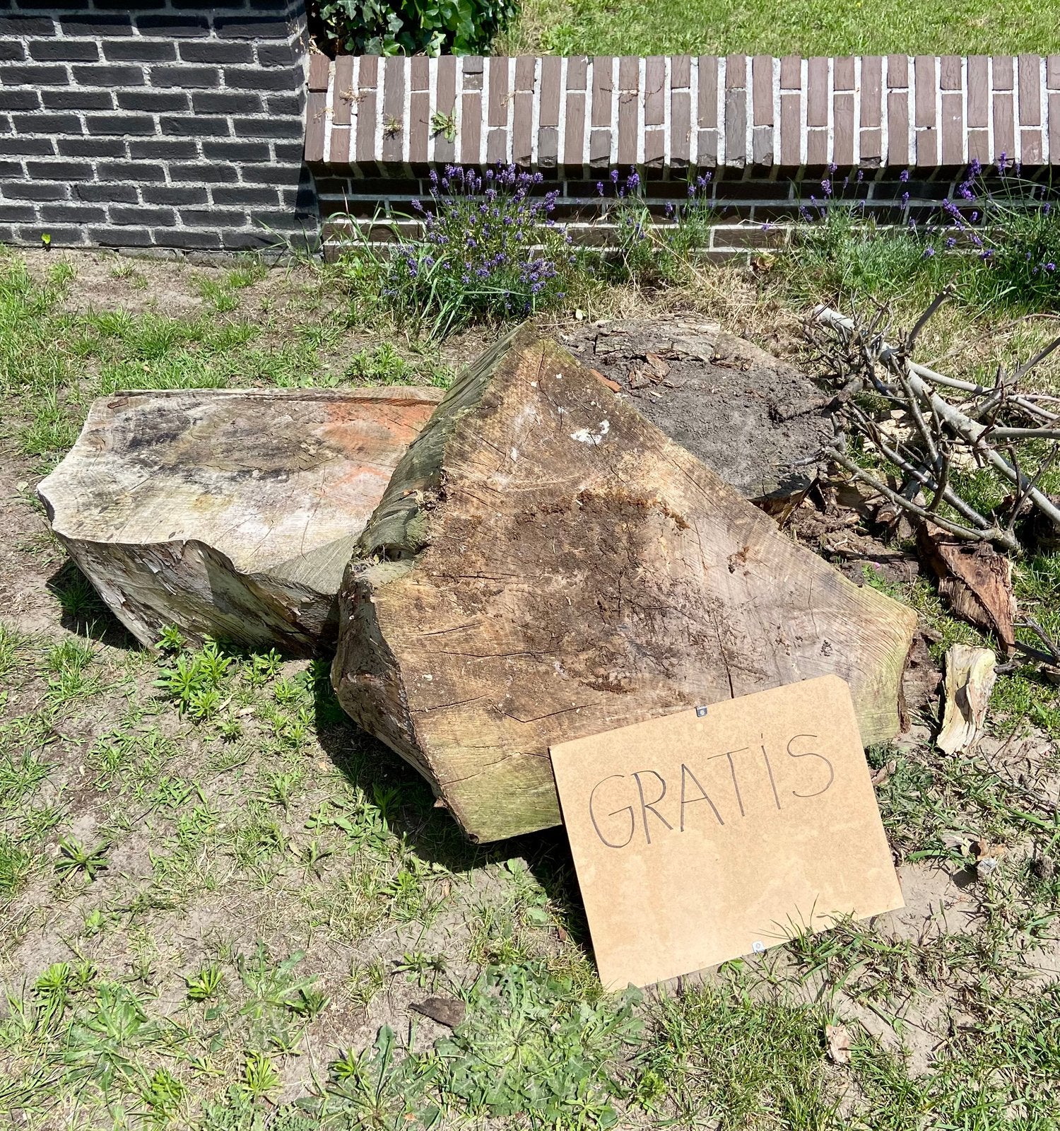 3 grote houtblokken, Tuin en Terras, Brandhout, Ophalen, Blokken