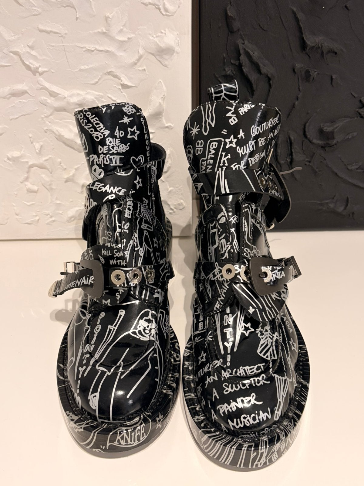 Balenciaga graffiti ceinture boots maat 40, Comme neuf, Boots et Botinnes, Noir, Envoi