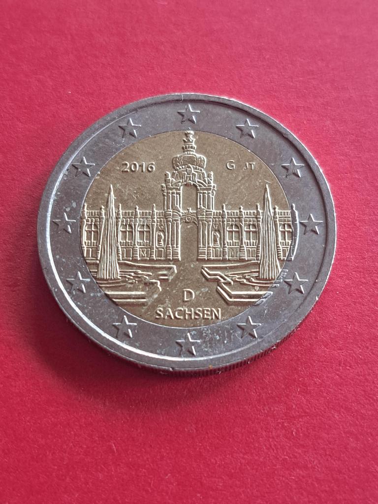 2016 G Duitsland 2 euro Sachsen Karlsruhe, Postzegels en Munten, Munten | Europa | Euromunten, Verzenden, Duitsland, 2 euro, Losse munt