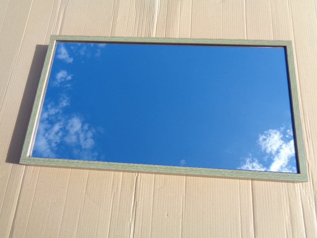 miroir avec 2 cadres en bois et un miroir rond en plastique, Maison & Meubles, Enlèvement, Comme neuf, Autres formes