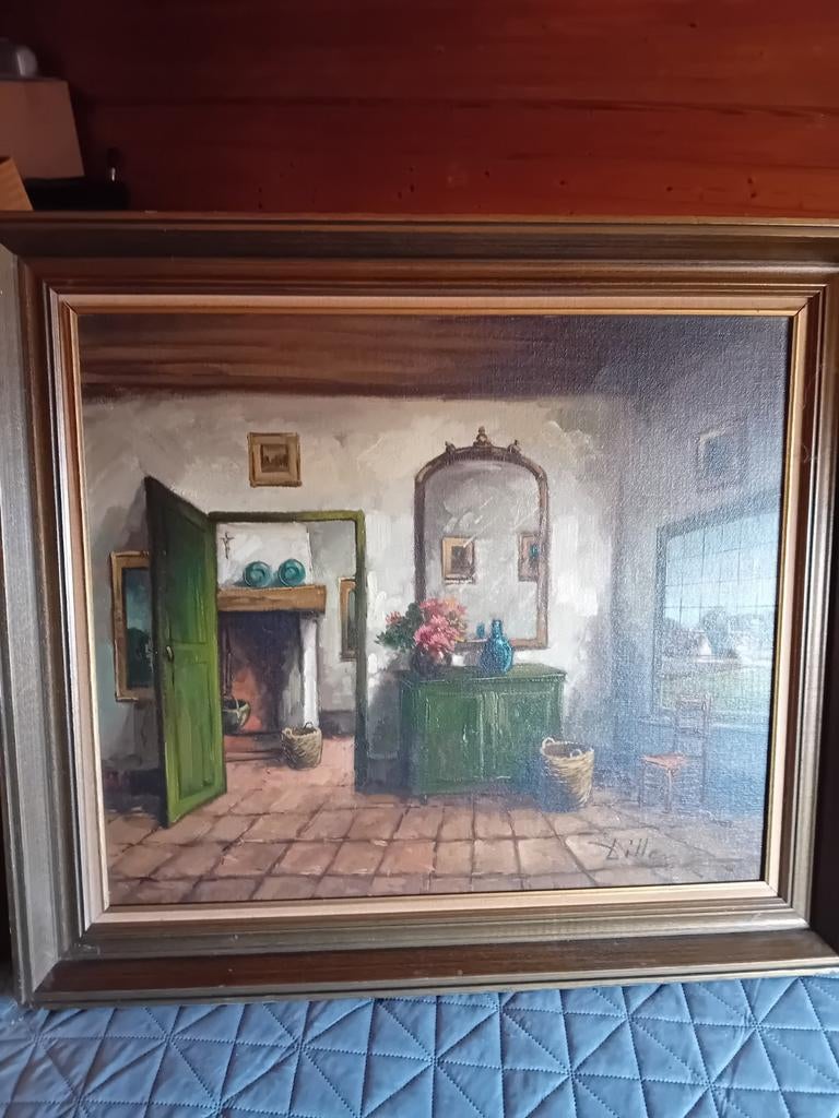 Schilderij van de kunstschilder Dillen L 85cm B 75 cm, Antiek en Kunst, Ophalen of Verzenden