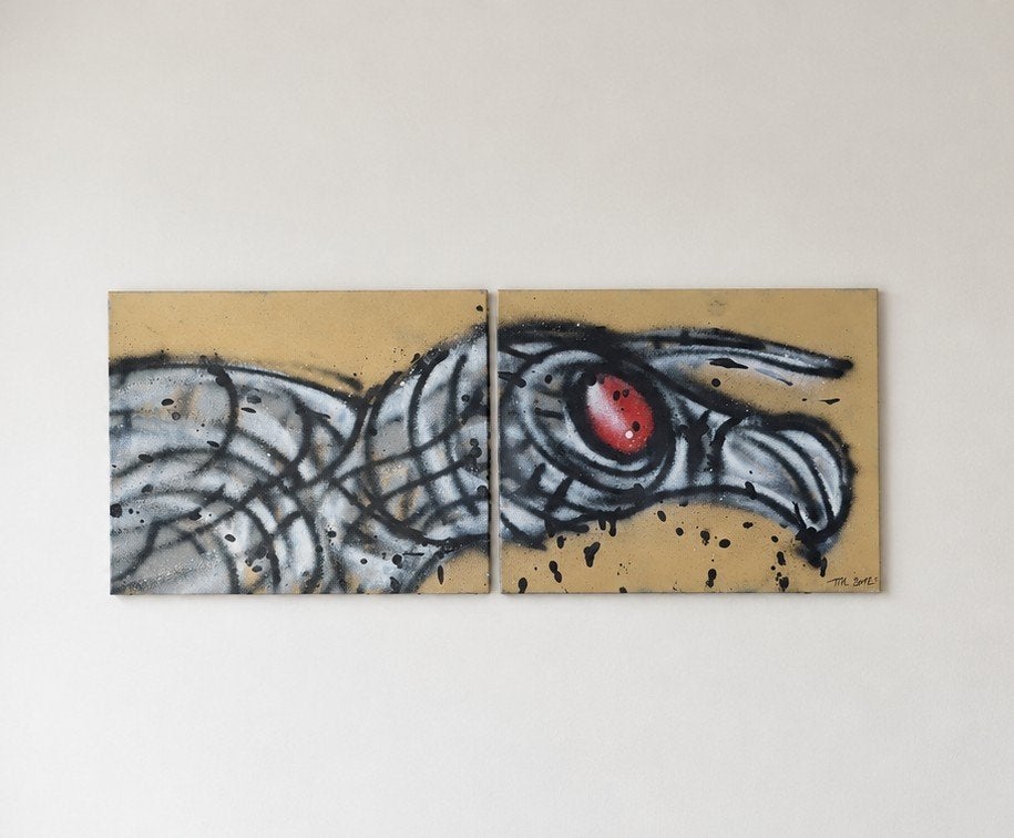 2-luik graffiti kunst op doek, Antiek en Kunst, Ophalen of Verzenden