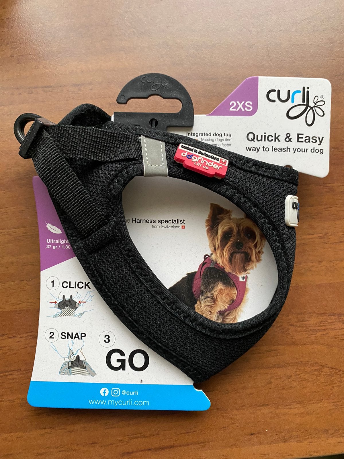 Curli harnas hond 2XS - veilig en ergonomisch, Dieren en Toebehoren, Hondenhalsbanden en Penningen, Zo goed als nieuw, Ophalen of Verzenden