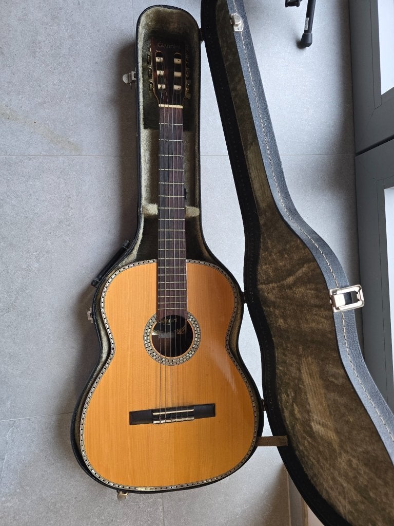 Vintage Giannini AWN 300 klassieke gitaar uit 1974 + koffer, Musique & Instruments, Enlèvement, Utilisé, Guitare classique ou espagnole