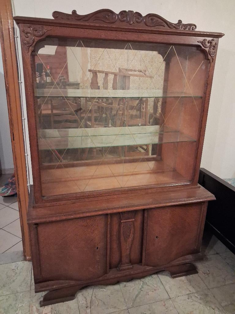 vintage retro , vitrine kast 120x166x45 cm , is in 2 delen., Enlèvement, Utilisé