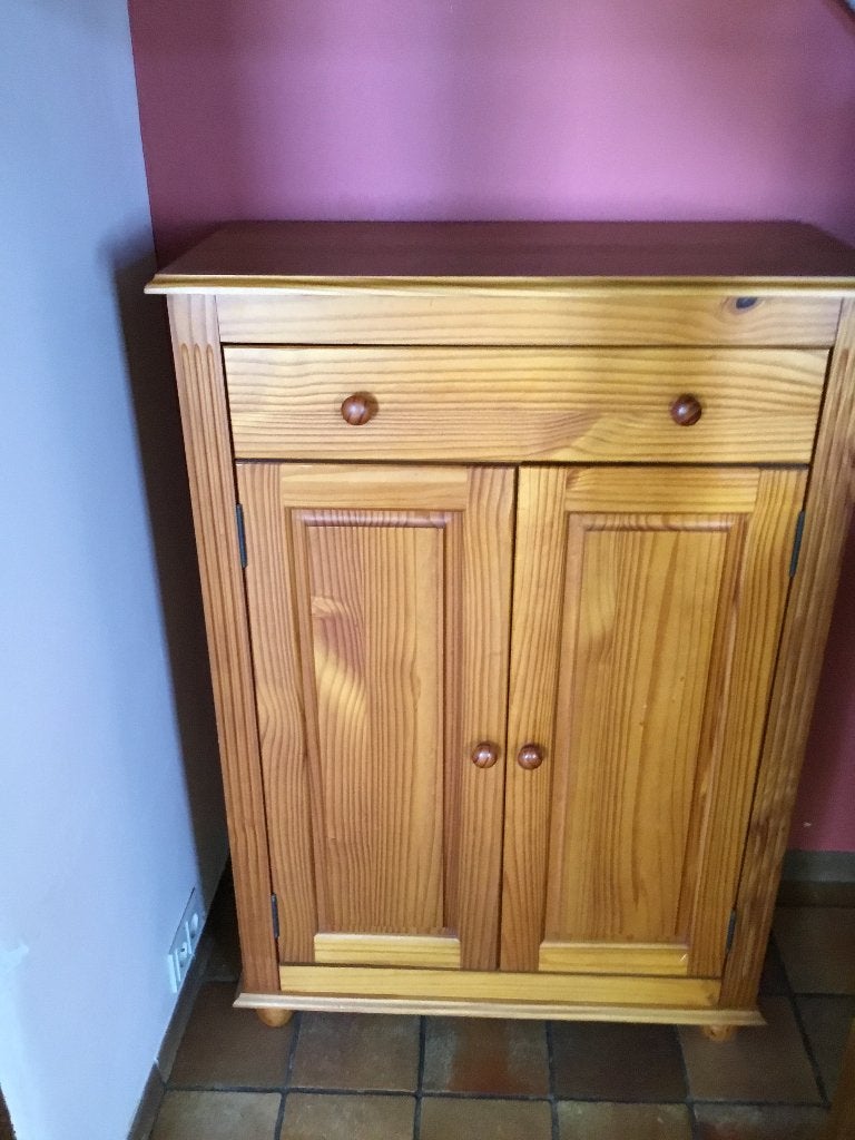 Meuble pin 1 tiroir 2 porte, Avec tiroir(s), 25 à 50 cm, Comme neuf, Enlèvement