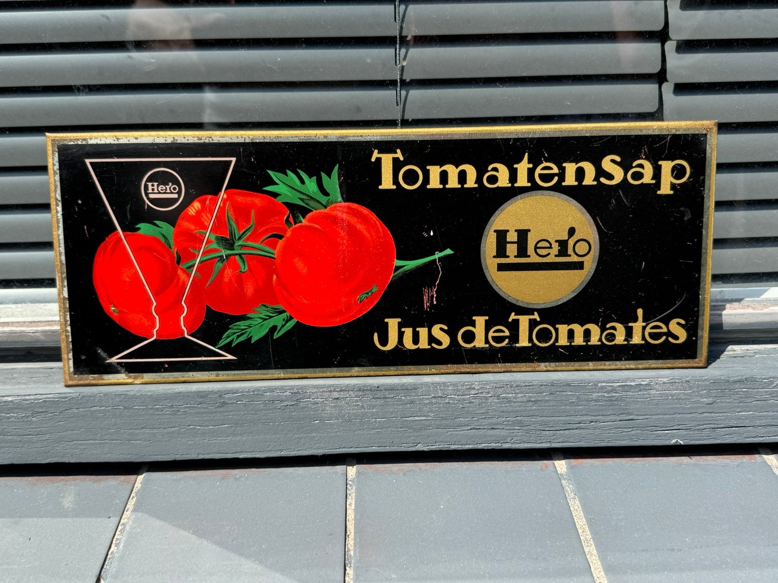 Hero Tomatensap oud reclamebord 1955, Ophalen of Verzenden, Gebruikt, Reclamebord