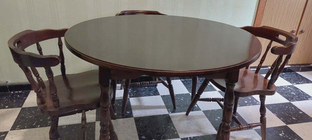 Keukentafel met 4 stoelen, Enlèvement, Utilisé, Brun
