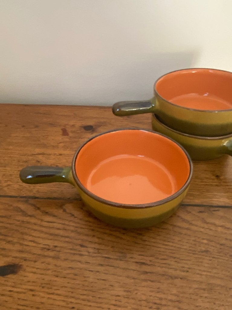 Lot de 3 caquelons / poêlons vintage années 70, Maison & Meubles, Enlèvement ou Envoi, Vintage, Céramique, Utilisé