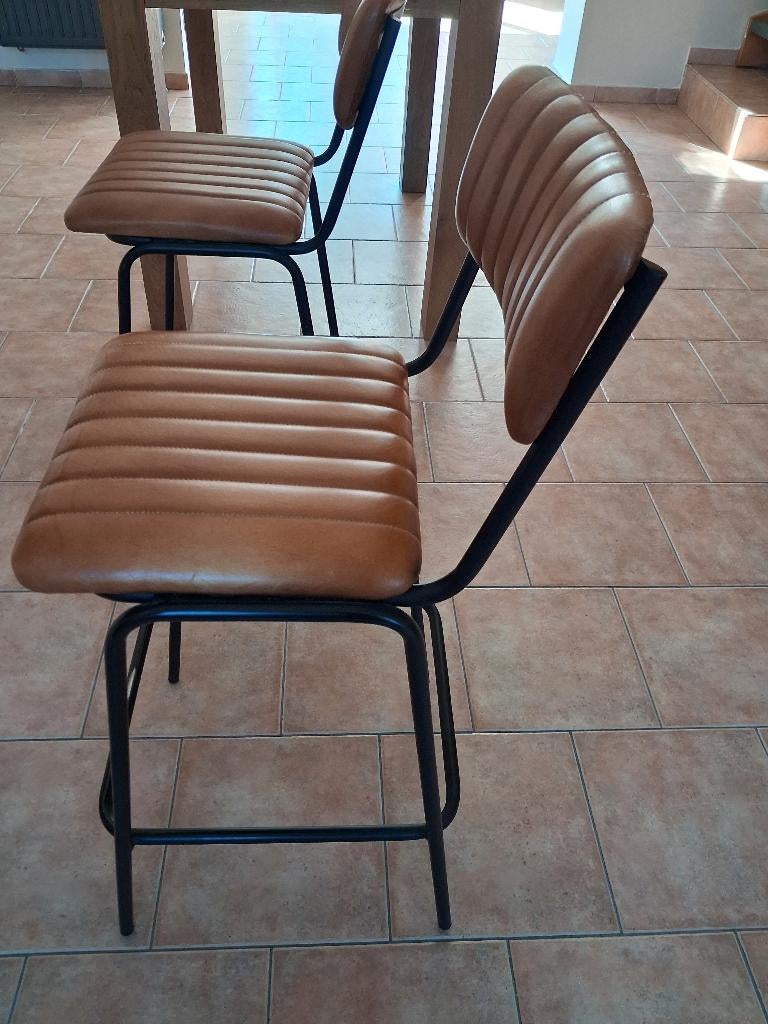 Chaises de bar, Maison & Meubles, Chaises, Cuir, Enlèvement, Utilisé, Deux
