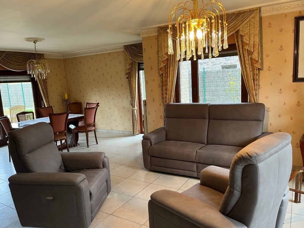 Salon 3 pl (2 pl Relax)+ 1 fauteuil relax + 1 fauteuil, Enlèvement, Comme neuf, Synthétique