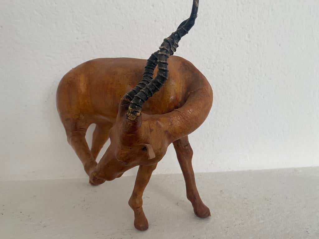 Vintage leren antilope, Collections, Collections Animaux, Enlèvement ou Envoi, Utilisé, Autres, Statue ou Figurine