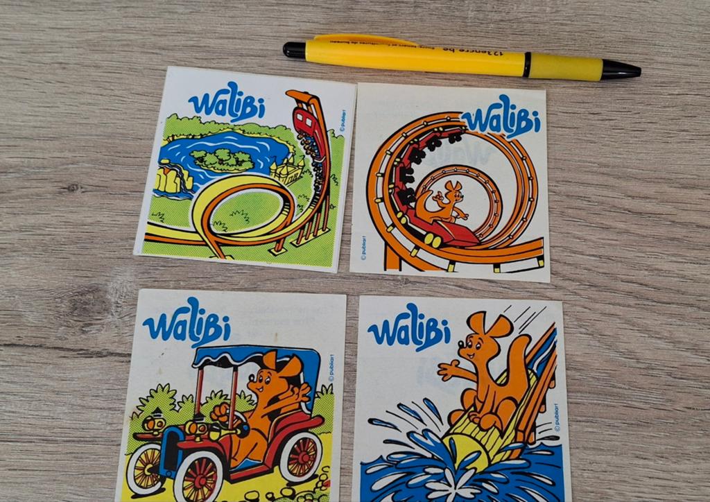 Lot de stickers : Parc d'attractions vintage Walibi de Wavre, Enlèvement ou Envoi, Comme neuf, Société ou Association