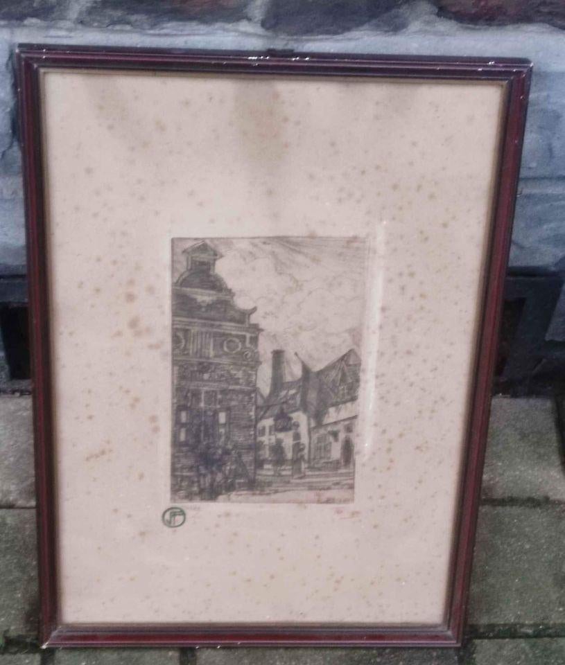 Gravure signe Jehan frison, Antiquités & Art, Enlèvement ou Envoi, Gravure
