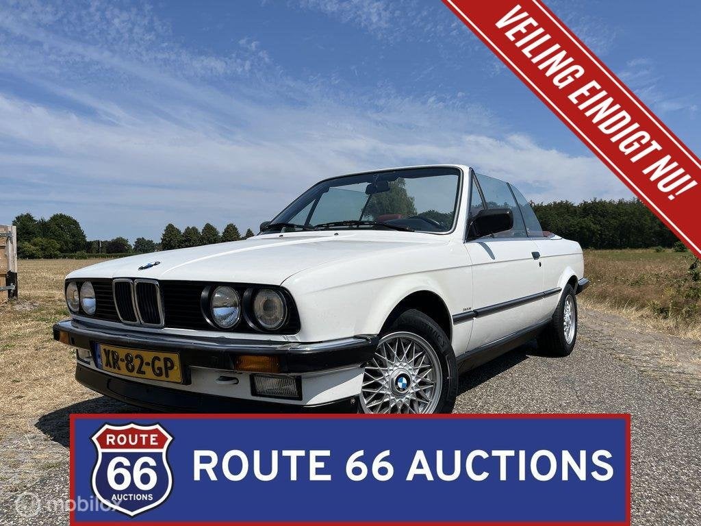 BMW 320i Cabriolet | 1989 | Route 66 Auctions, Zwart, Bedrijf, Handgeschakeld, Overige carrosserie