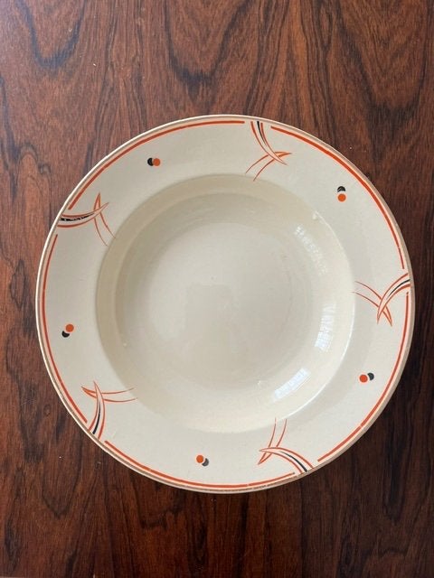 Set van 5 vintage Boch Frères soepborden (1941), Enlèvement, Utilisé, Vintage, Assiettes(s)