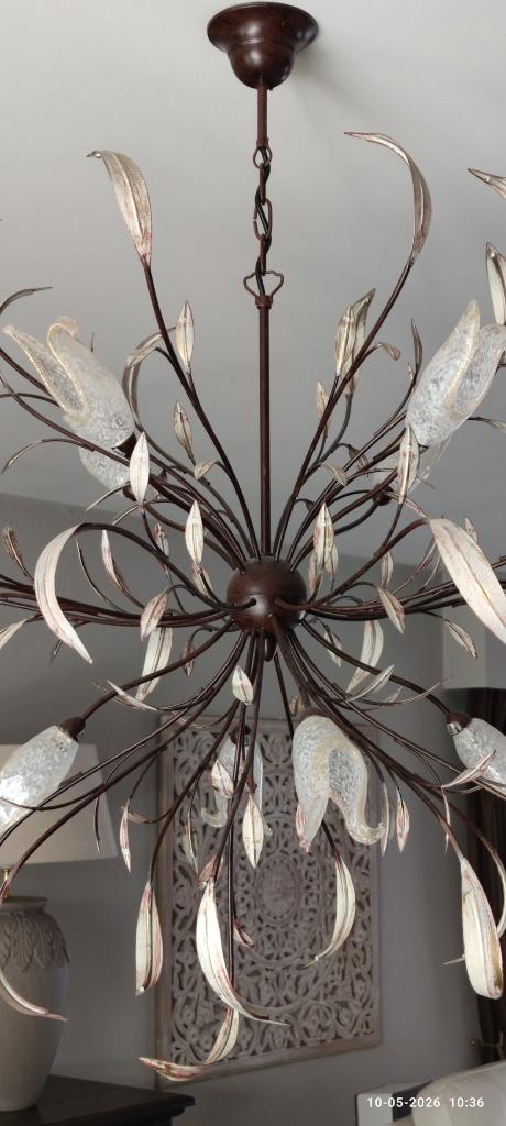 Hanglamp vintage blaadjes, Ophalen, Zo goed als nieuw, Glas, Vintage