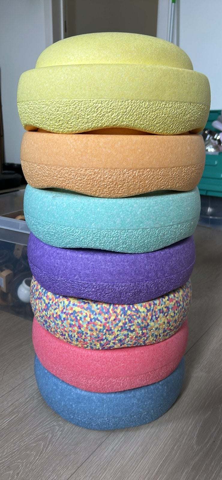 Stapelstein pastel 7 stenen (pastel + confetti), Kinderen en Baby's, Ophalen, Zo goed als nieuw
