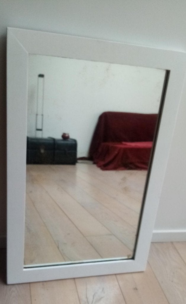 grand Miroir  vintage 71 x 47 cm  cadre en bois, Moins de 100 cm, Enlèvement, Utilisé, Rectangulaire