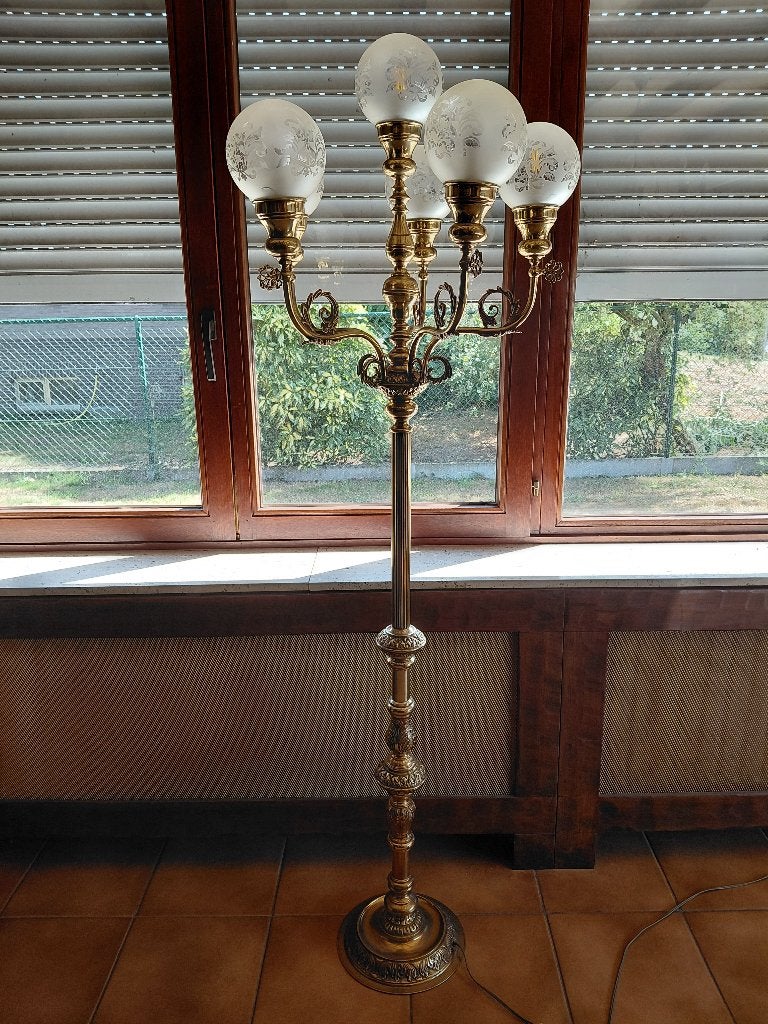 Koperen staande lamp, Ophalen, Gebruikt