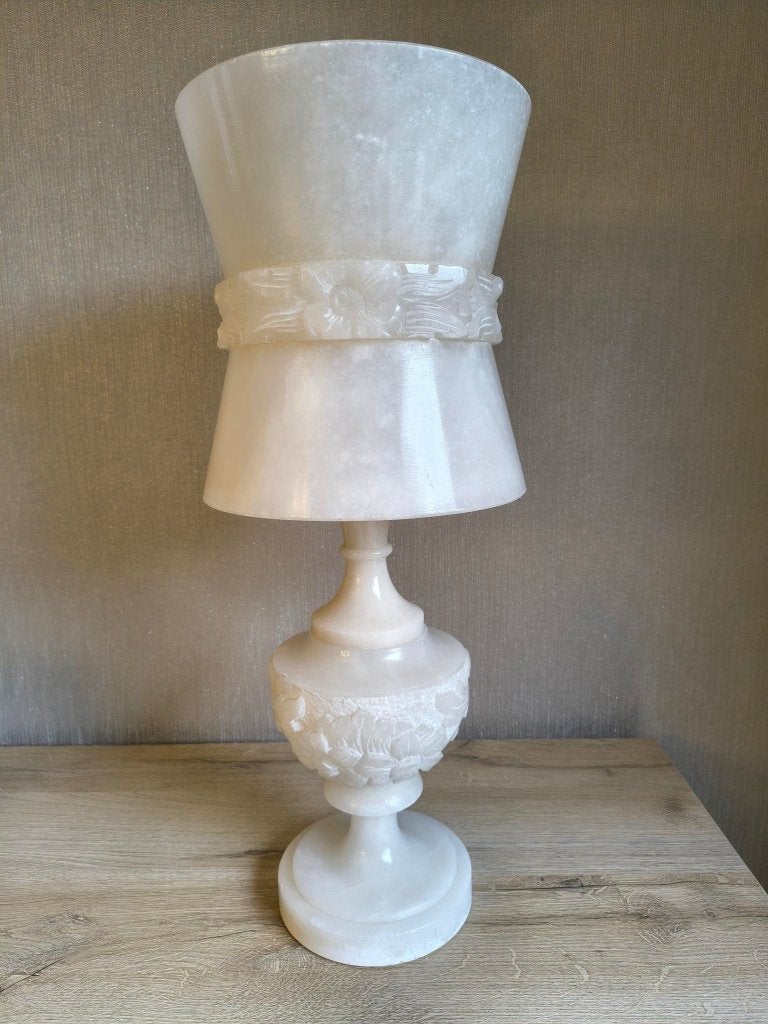 Prachtige grote vintage albasten tafellamp – 60 cm, Ophalen, Handgemaakt, Overige merken, Vintage