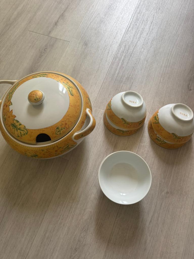 Vintage soepterrine met 6 kommetjes, Antiek en Kunst, Ophalen