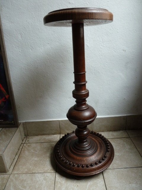 Houten plantenstaander 78cmhoog diam 30cm(vol hout), Antiek en Kunst, Ophalen