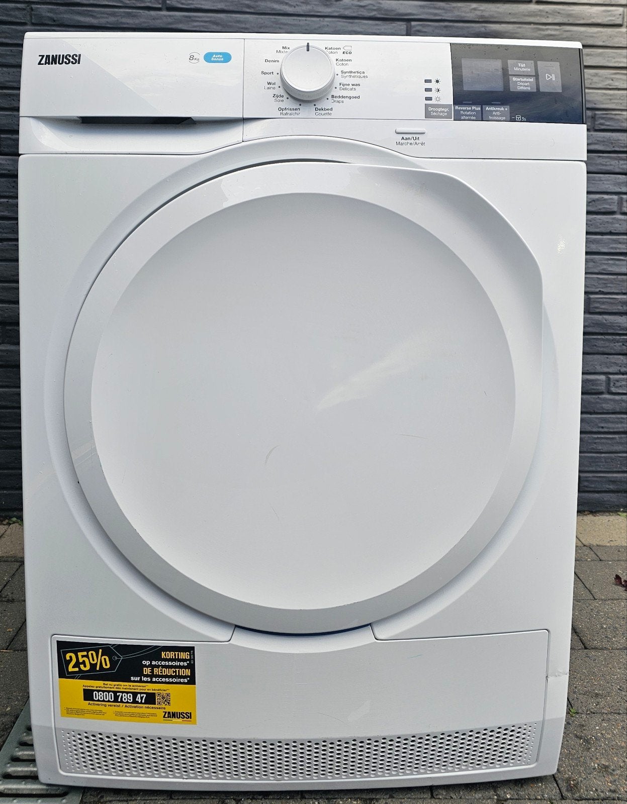 Zanussi 8KG A++ warmtepomp condens droogkast, Elektronische apparatuur, Ophalen, 8 tot 10 kg, Zo goed als nieuw, Condens