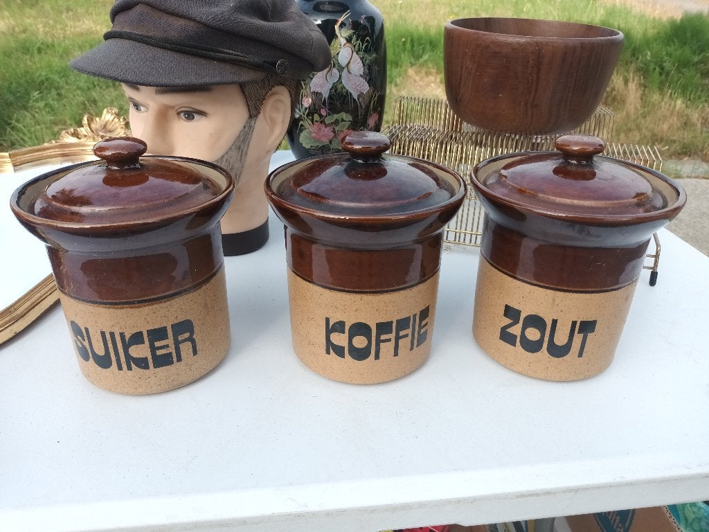 Vintage steengoed voorraadpotten, Ophalen of Verzenden