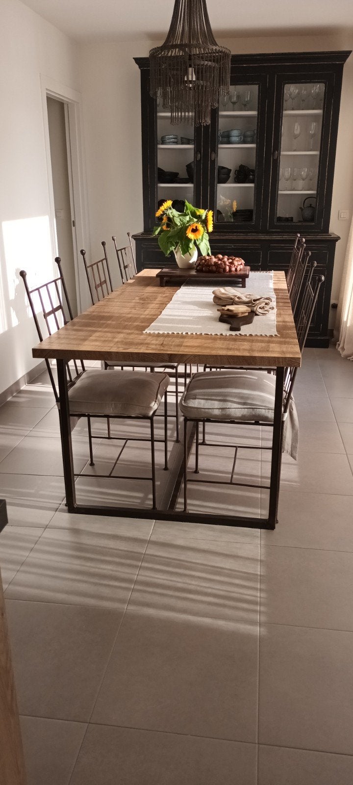 tafel met of zonder de stoelen, Enlèvement, Comme neuf, Landelijke, 4 à 6 chaises