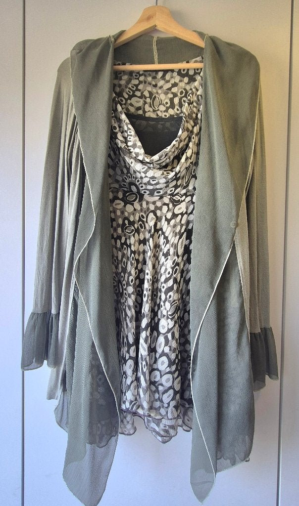 Cassis Collection jurk + voile groen/wit – 40 – feestelijk, Kleding | Dames, Maat 38/40 (M), Cassis Collection, Ophalen of Verzenden