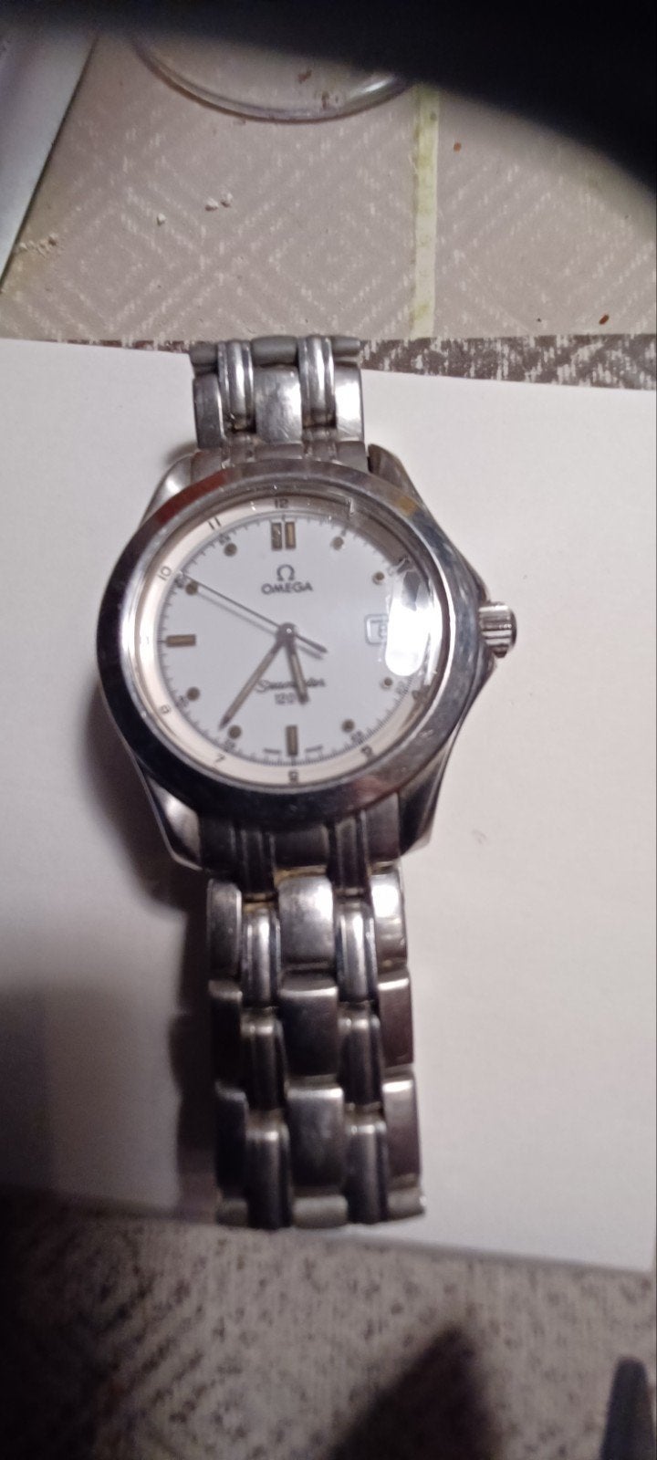 mntre Omega  seamaster quartz, Bijoux, Sacs & Beauté, Enlèvement ou Envoi, Utilisé, Acier