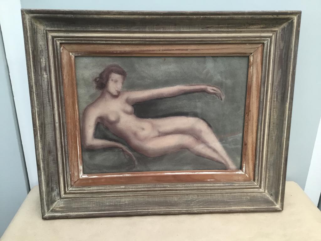 Naakt in pastel in kader, Ophalen of Verzenden