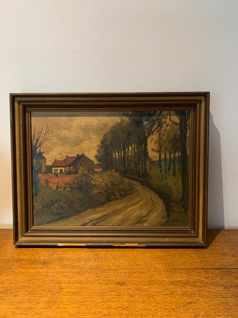 Guillaume Vroomen (1881-1956) - Gezicht op Geulle - Olieverf, Minder dan 50 cm, Oorspronkelijke maker, Ophalen of Verzenden, Zo goed als nieuw